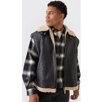 Oversize Flieger-Weste aus Wildleder-Imitat - Schwarz - M, Schwarz von boohooman