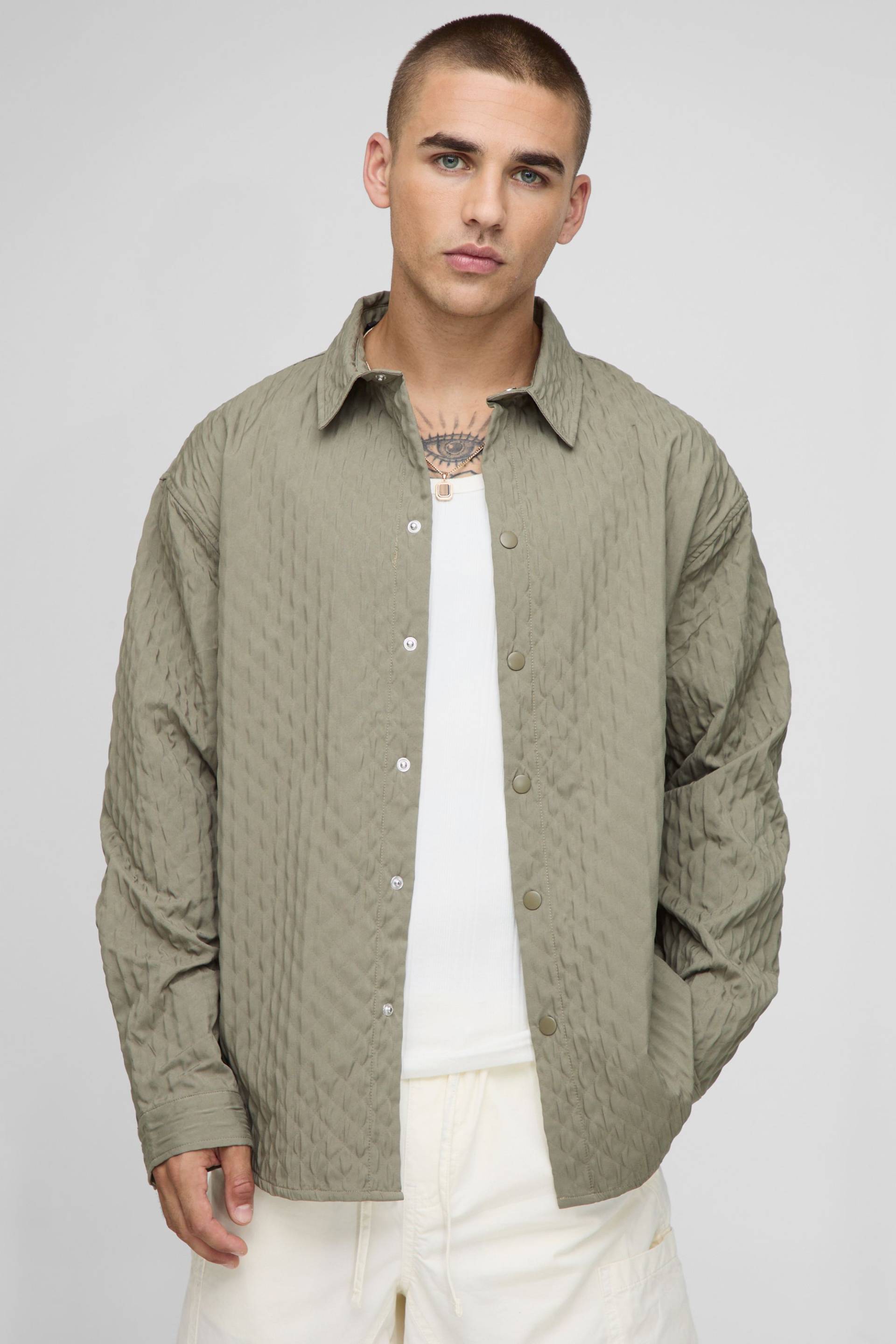 Oversize Hemd - Khaki - XS, Khaki Oversize Hemd - Khaki - XS, Khaki von boohooman