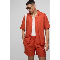 Oversize Hemd aus Leinenmischung - Orange - L, Orange Oversize Hemd aus Leinenmischung - Orange - L, Orange von boohooman
