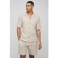 Oversize Hemd in Waffeloptik mit Kontrast-Naht & lockere Shorts - Grau - XS, Grau Oversize Hemd in Waffeloptik mit Kontrast-Naht & lockere Shorts - Grau - XS, Grau von boohooman