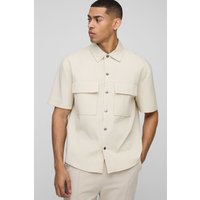 Oversize Hemd mit Cargo-Taschen - Grau - XS, Grau von boohooman