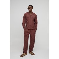 Oversize Hemd mit Cargo-Taschen & Hose - Braun - XS, Braun Oversize Hemd mit Cargo-Taschen & Hose - Braun - XS, Braun von boohooman