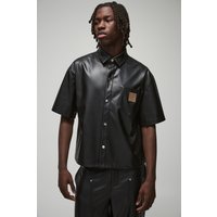Oversize Hemd mit PU Taschen-Detail - Schwarz - M, Schwarz Oversize Hemd mit PU Taschen-Detail - Schwarz - M, Schwarz von boohooman