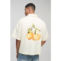 Oversize Hemd mit Zitronen-Print - Gelb - XL, Gelb von boohooman