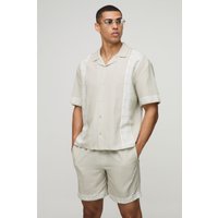 Oversize Hemd & Shorts in Leinenoptik - Grau - XS, Grau Oversize Hemd & Shorts in Leinenoptik - Grau - XS, Grau von boohooman