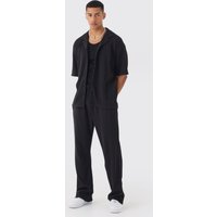 Oversize Hemd & lockere Jogginghose in Waffeloptik von boohooman