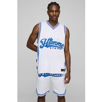 Oversize Homme Basketball vesttop & Shorts-Set - Weiß - S, Weiß Oversize Homme Basketball vesttop & Shorts-Set - Weiß - S, Weiß von boohooman