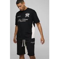 Oversize Homme Colorblock T-Shirt & Shorts - Schwarz - M, Schwarz Oversize Homme Colorblock T-Shirt & Shorts - Schwarz - M, Schwarz von boohooman
