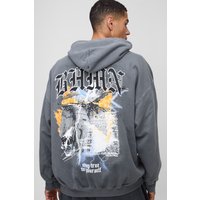 Oversize Hoodie mit Bhmn Print - Grau - M, Grau von boohooman