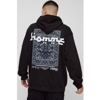 Oversize Hoodie mit Homme-Print - Schwarz - XS, Schwarz von boohooman