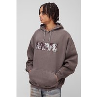 Oversize Hoodie mit Renaissance Print - Braun - M, Braun von boohooman