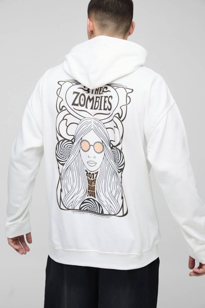 Oversize Hoodie mit The Zombies Band Print - Weiß - XS, Weiß von boohooman