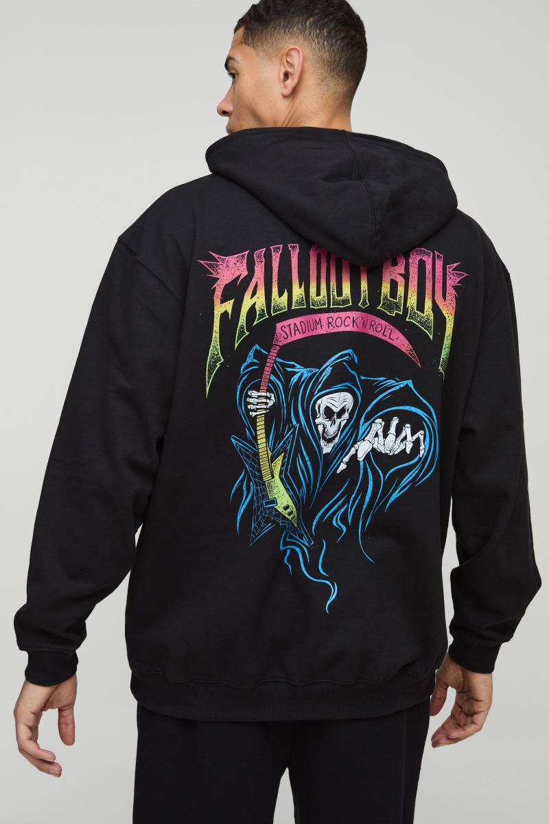 Oversize Hoodie mit lizenziertem Fallout Boy Print - Schwarz - S, Schwarz von boohooman