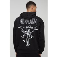 Oversize Hoodie mit lizenziertem Nirvana-Print - Schwarz - XS, Schwarz von boohooman