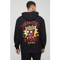Oversize Hoodie mit lizenziertem Saka Moto Days Anime-Print - Schwarz - XS, Schwarz von boohooman