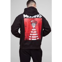 Oversize Hoodie mit lizenziertem Where's Wally Print - Schwarz - XS, Schwarz Oversize Hoodie mit lizenziertem Where's Wally Print - Schwarz - XS, Schwarz von boohooman