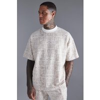 Oversize Jacquard T-Shirt - Neutral - XS, Neutral Oversize Jacquard T-Shirt - Neutral - XS, Neutral von boohooman