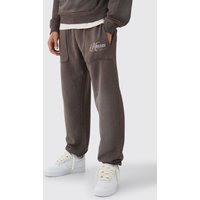 Oversize Jogginghose mit Naht-Detail - Braun - M, Braun von boohooman