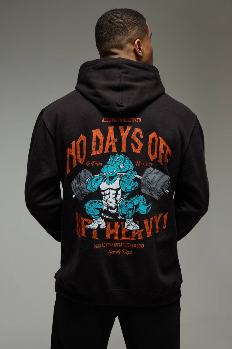 Oversize Man Active Hoodie mit No Days Off Print - Schwarz - XS, Schwarz Oversize Man Active Hoodie mit No Days Off Print - Schwarz - XS, Schwarz von boohooman