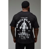 Oversize Man Active T-Shirt mit No Days Off Print - Schwarz - M, Schwarz von boohooman