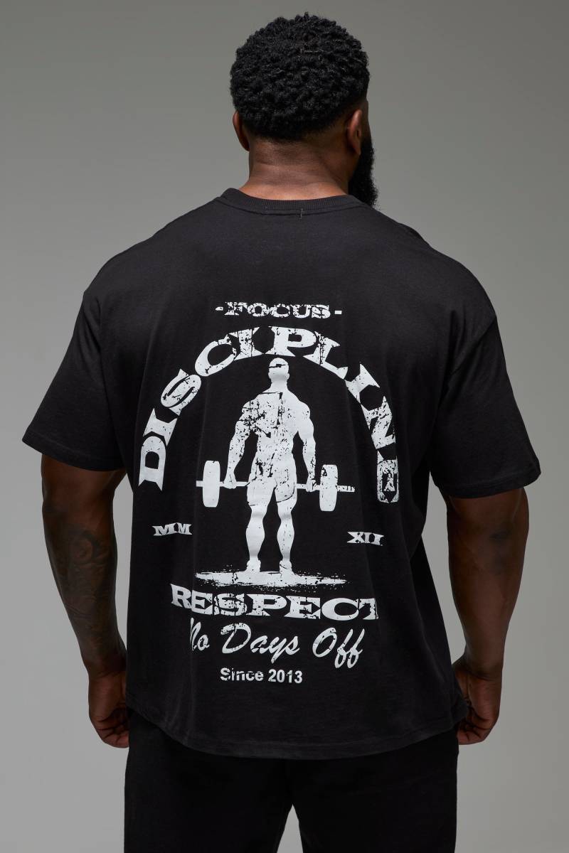 Oversize Man Active T-Shirt mit No Days Off Print - Schwarz - M, Schwarz von boohooman