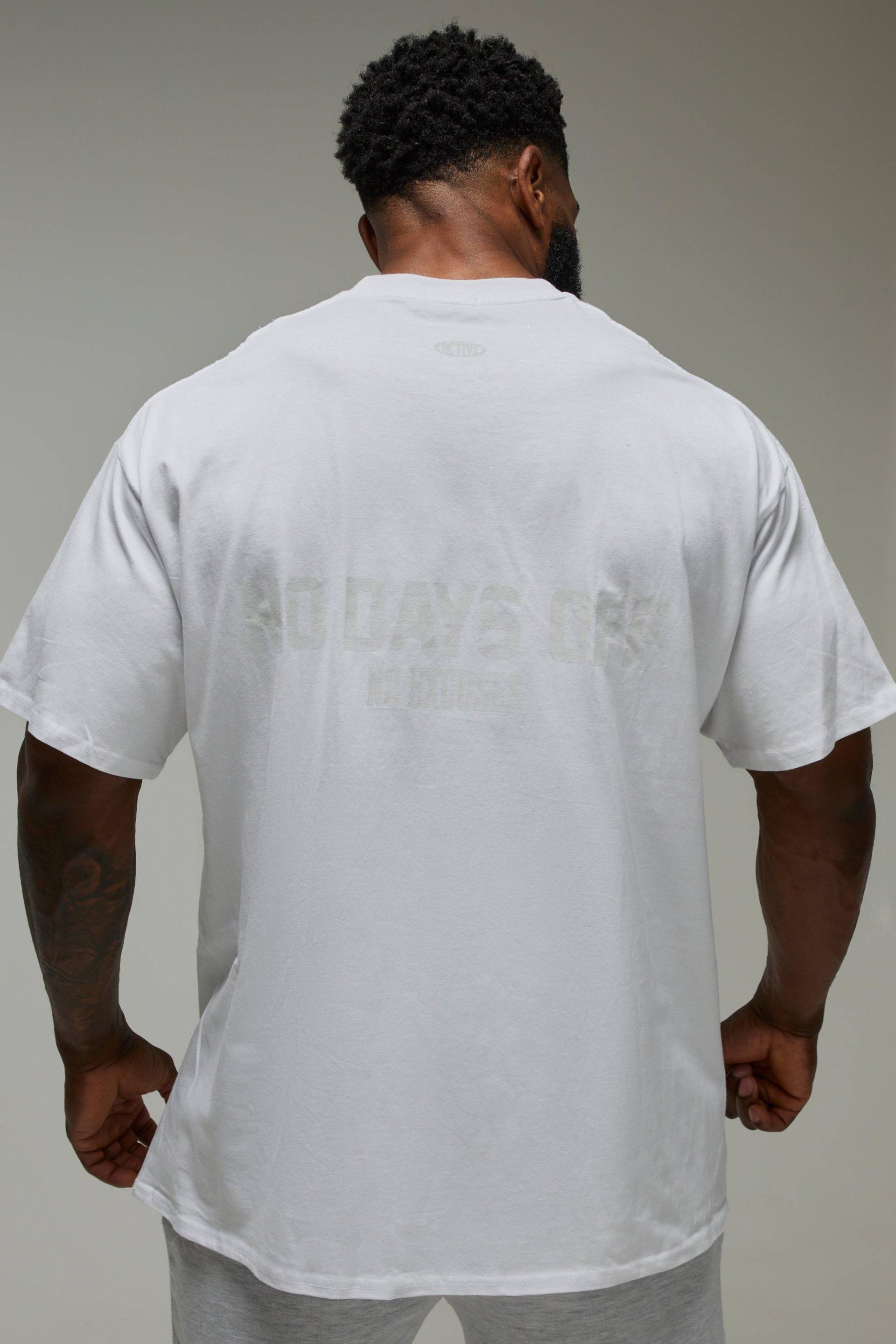 Oversize Man Active T-Shirt mit No Days Off Print - Weiß - L, Weiß von boohooman
