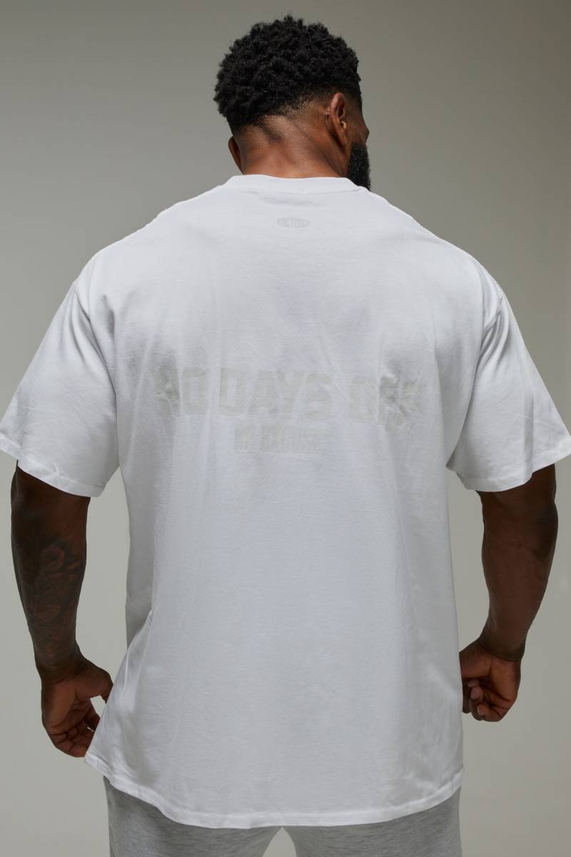 Oversize Man Active T-Shirt mit No Days Off Print - Weiß - S, Weiß von boohooman
