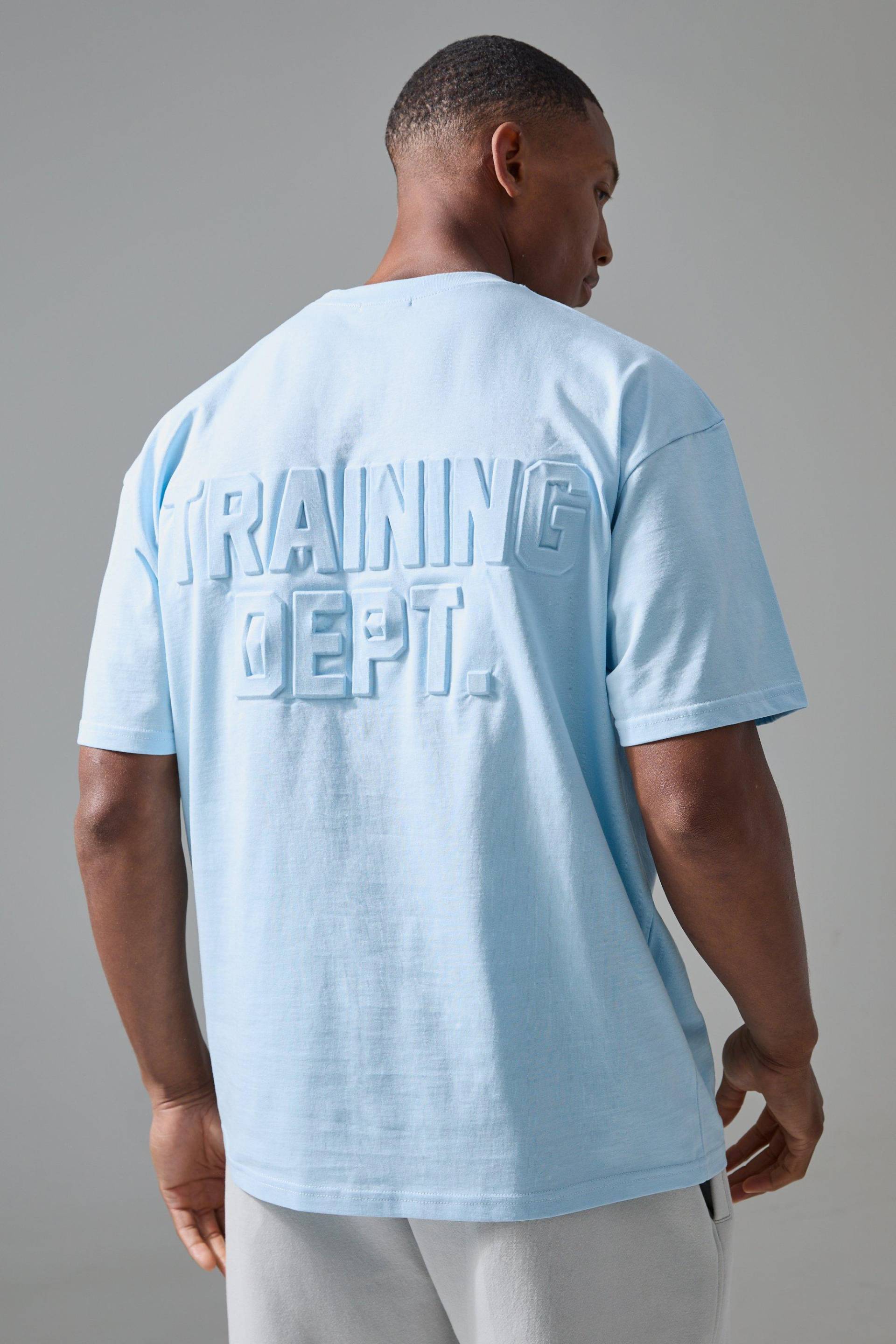Oversize Man Active T-Shirt mit Training Dept Print - Blau - XS, Blau von boohooman