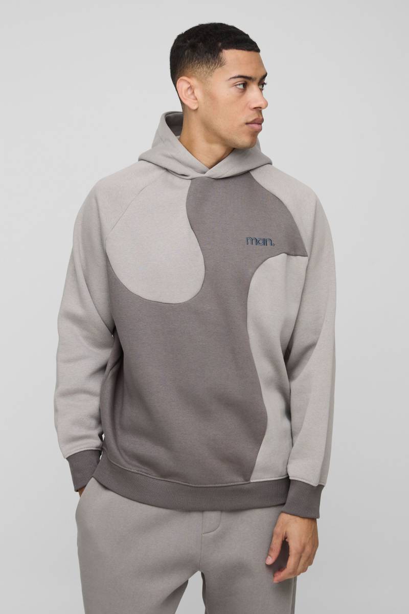 Oversize Man Colorblock Hoodie - Grau - XS, Grau Oversize Man Colorblock Hoodie - Grau - XS, Grau von boohooman