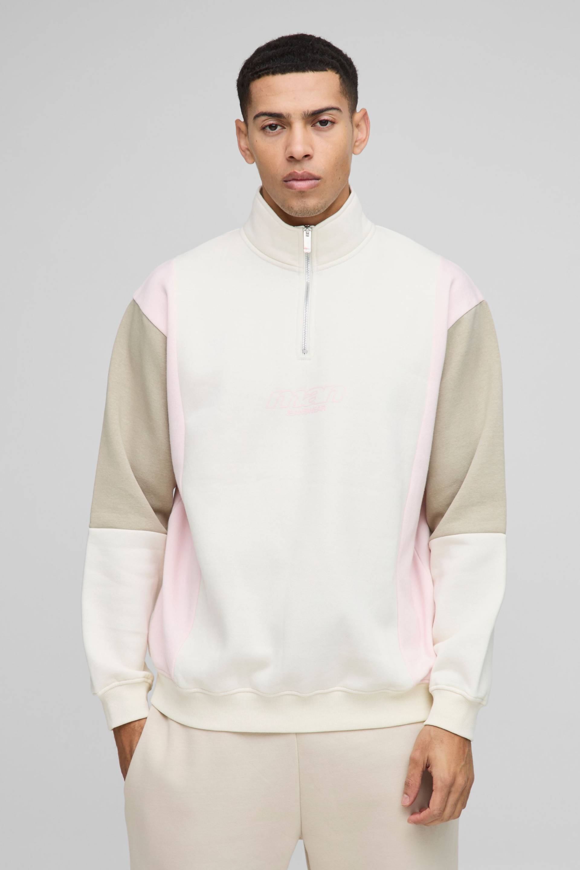 Oversize Man Colorblock Sweatshirt mit Trichterkragen von boohooman