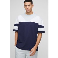 Oversize Man Colorblock T-Shirt - Blau - XS, Blau Oversize Man Colorblock T-Shirt - Blau - XS, Blau von boohooman