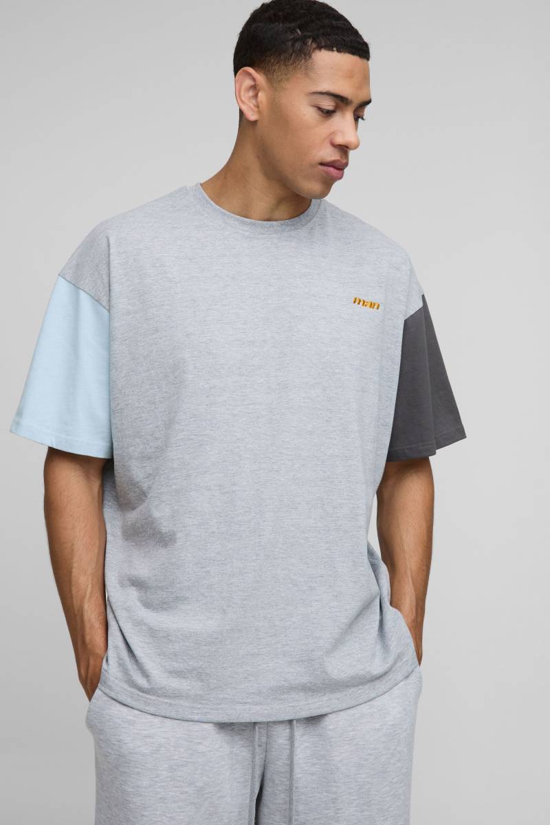 Oversize Man Colorblock T-Shirt - Grau - XS, Grau Oversize Man Colorblock T-Shirt - Grau - XS, Grau von boohooman