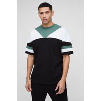 Oversize Man Colorblock T-Shirt - Schwarz - M, Schwarz von boohooman
