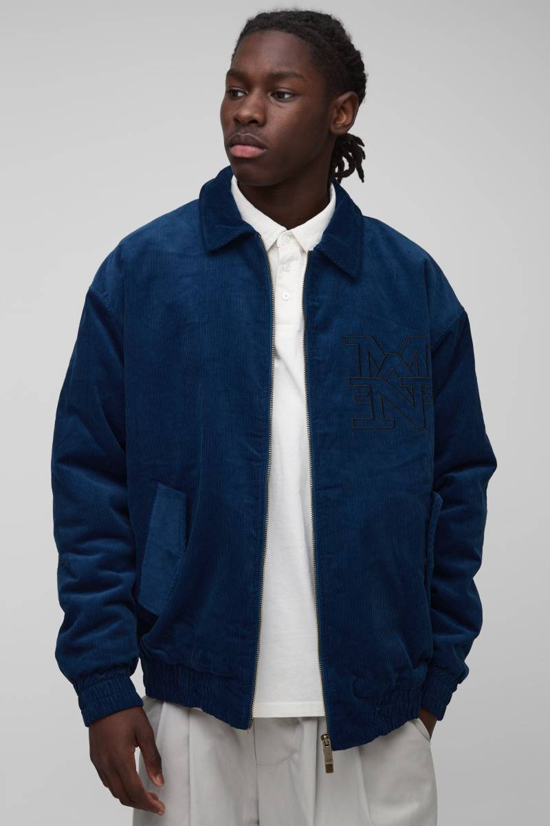 Oversize Man Jacke mit Print - Blau - XS, Blau von boohooman