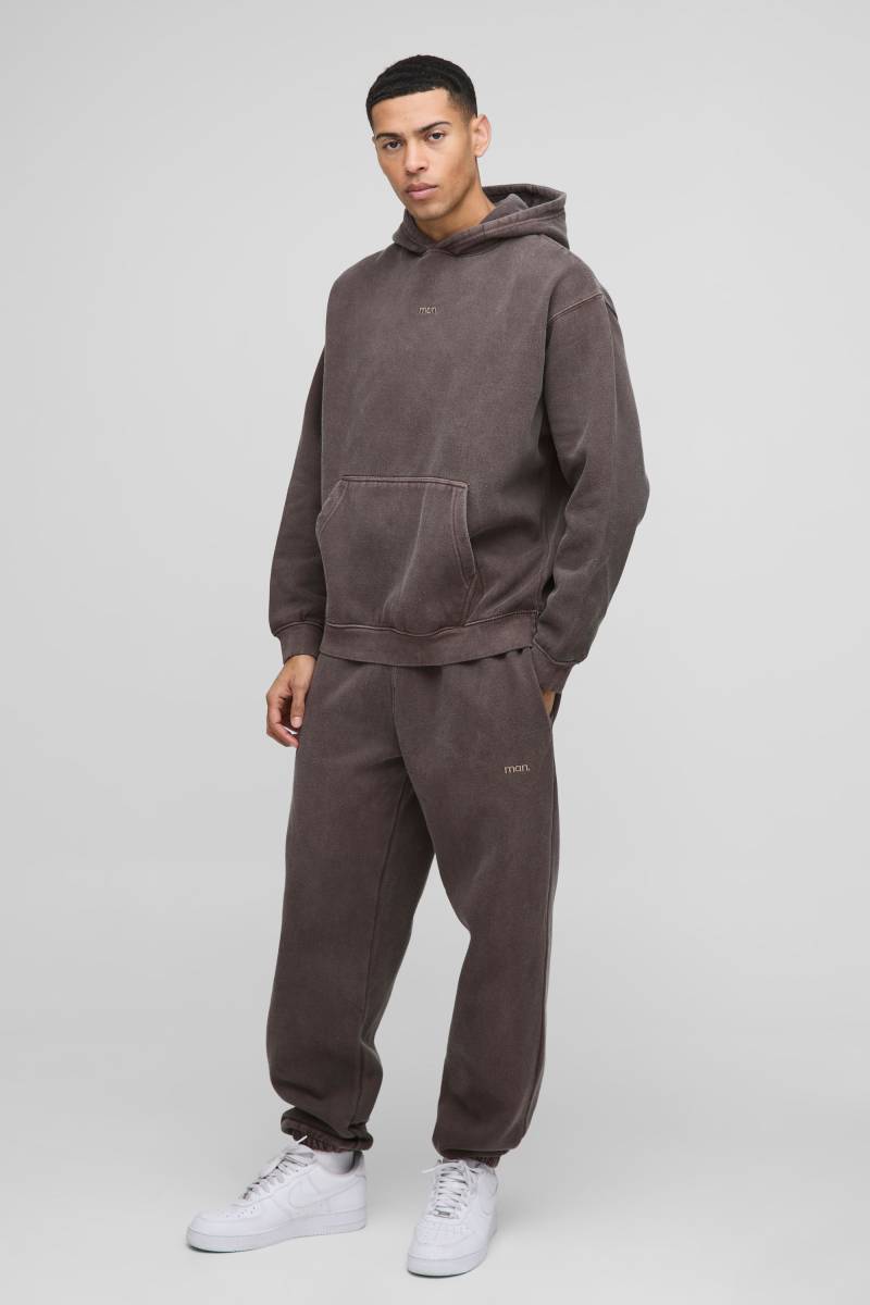 Oversize Man Trainingsanzug mit Kapuze - Braun - XS, Braun Oversize Man Trainingsanzug mit Kapuze - Braun - XS, Braun von boohooman