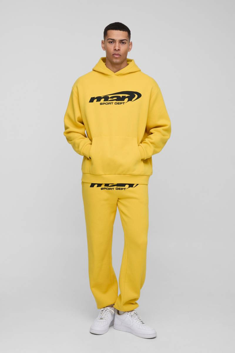 Oversize Man Trainingsanzug mit Kapuze - Gelb - XS, Gelb Oversize Man Trainingsanzug mit Kapuze - Gelb - XS, Gelb von boohooman