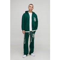 Oversize Moto-Hoodie mit Reißverschluss & lockere Schlag-Jogginghose von boohooman