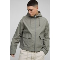 Oversize Nylon-Jacke mit Kapuze - Khaki - XL, Khaki von boohooman