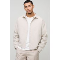 Oversize Overshirt in Waffeloptik - Grau - S, Grau von boohooman
