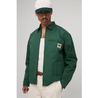 Oversize Overshirt mit Kontrast-Kragen - Khaki - XS, Khaki von boohooman