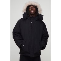 Oversize Parka-Jacke mit Kunstfell-Detail und Trichterkragen Oversize Parka-Jacke mit Kunstfell-Detail und Trichterkragen von boohooman