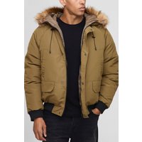 Oversize Parka mit Kunstfell-Detail und Kapuze - Khaki - XL, Khaki von boohooman
