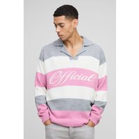 Oversize Polo-Pullover mit Kragen - Rosa - XS, Rosa Oversize Polo-Pullover mit Kragen - Rosa - XS, Rosa von boohooman