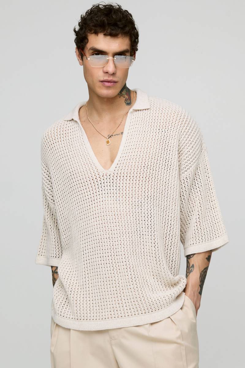 Oversize Poloshirt - Grau - XS, Grau Oversize Poloshirt - Grau - XS, Grau von boohooman