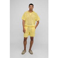 Oversize Poloshirt & lockere Shorts mit Print - Gelb - XS, Gelb Oversize Poloshirt & lockere Shorts mit Print - Gelb - XS, Gelb von boohooman