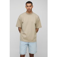 Oversize Premium T-Shirt - Beige - S, Beige Oversize Premium T-Shirt - Beige - S, Beige von boohooman
