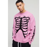 Oversize Pullover mit Skelett-Print - Rosa - M, Rosa Oversize Pullover mit Skelett-Print - Rosa - M, Rosa von boohooman