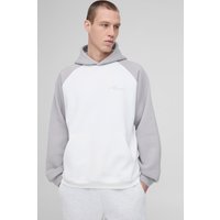 Oversize Raglan Man Signature Hoodie - Grau - XS, Grau Oversize Raglan Man Signature Hoodie - Grau - XS, Grau von boohooman