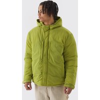 Oversize Ripstop Nylon-Parka mit Kapuze in Limetten-Optik von boohooman