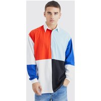 Oversize Rugby Colorblock Poloshirt - Mehrfarbig - S, Mehrfarbig von boohooman